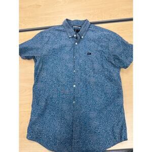 RVCA Slim Fit Floral Print Short Sleeve Button-Up Shirt Men’s Large